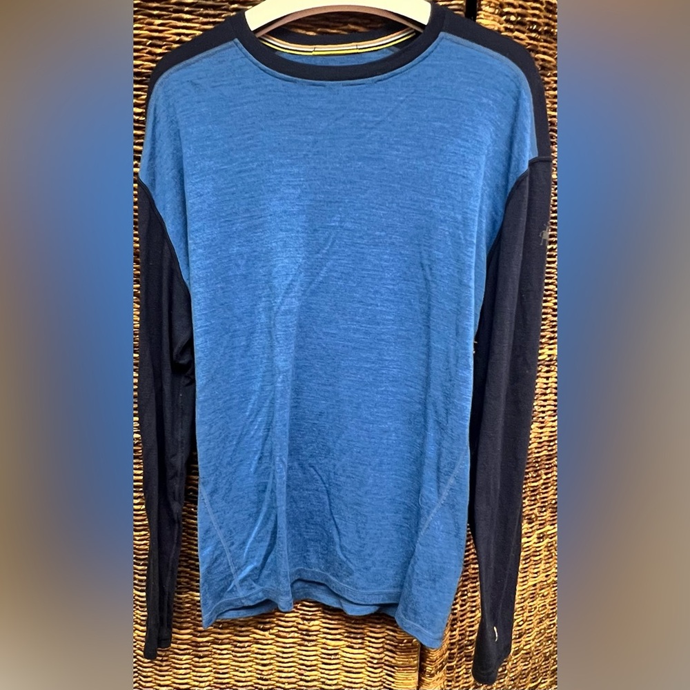 Smartwool- Men's Blue/ Navy Blue Long‎ Sleeve Shirt-XXL, Unravel front neckline